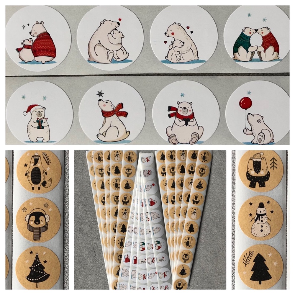 150 One Inch Stickers ~ Winter Christmas Theme ~ Brand New!